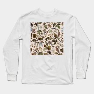 Woodland foliage, dusty pink, green brown, watercolor wash Long Sleeve T-Shirt